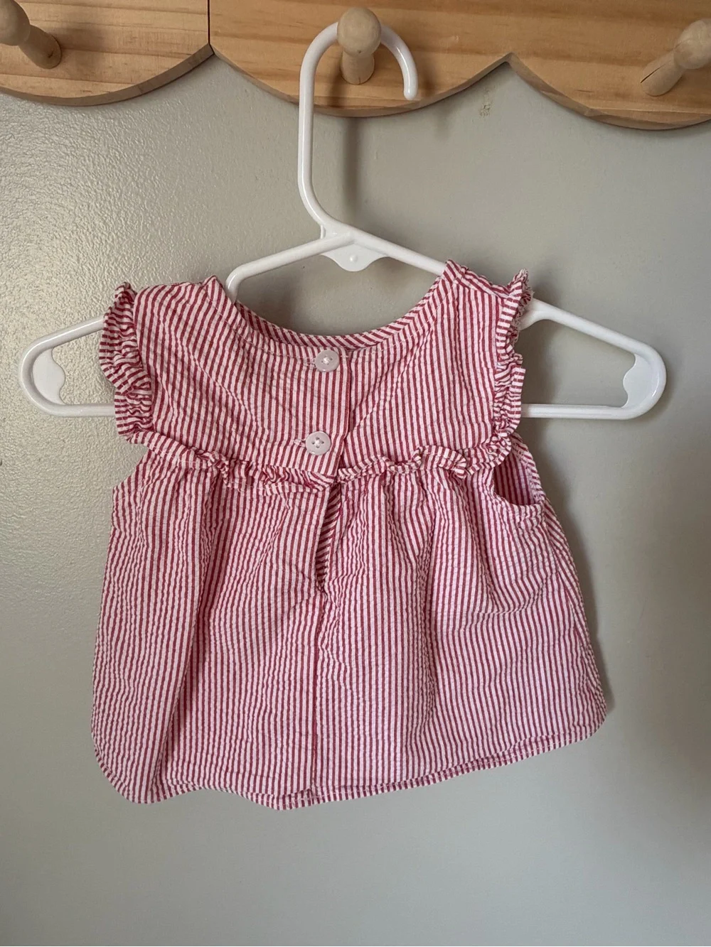 Starting Out Girls 6M 2pc Red/White Striped Ruffle Top & Shorts Cotton Set
